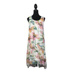 Elena Baldi Silk Floral Tunic Blouse Size Medium